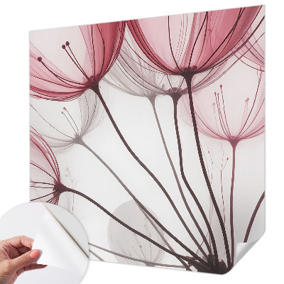 Removable wall mural wallpaper with floral silhouette pattern