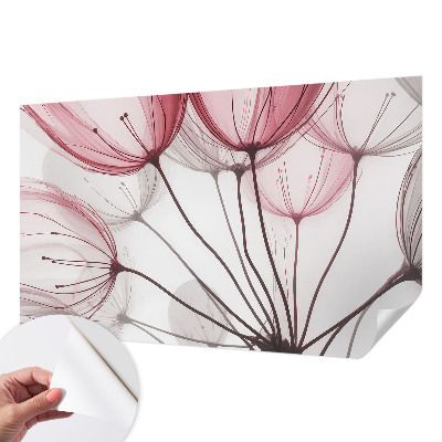 Removable wall mural wallpaper with floral silhouette pattern