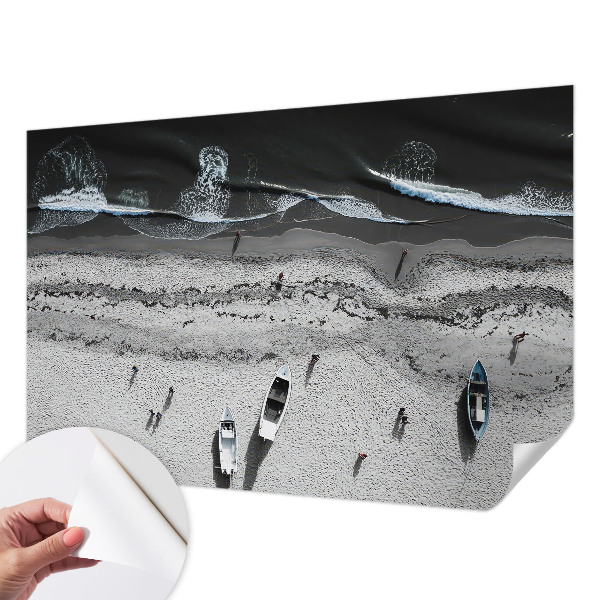 Peel and stick wall mural for living room featuring a tranquil beach scene