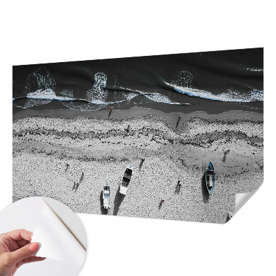 Peel and stick wall mural for living room featuring a tranquil beach scene