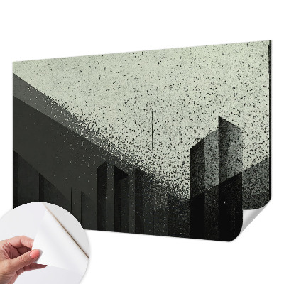 3D wall mural with a city geometry design