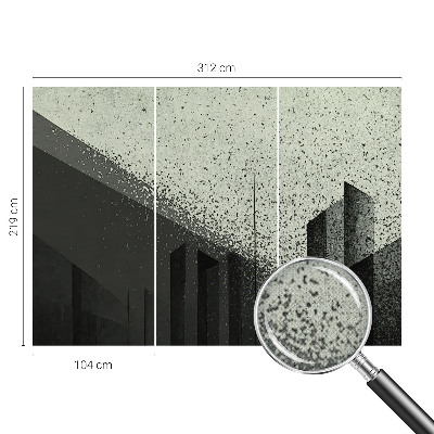 3D wall mural with a city geometry design
