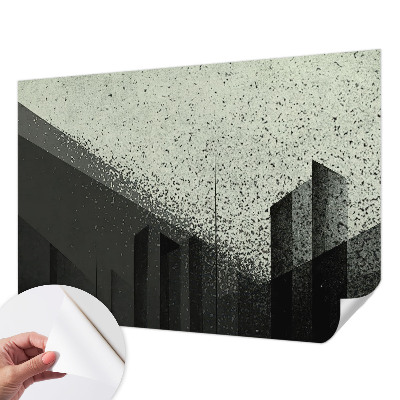 3D wall mural with a city geometry design