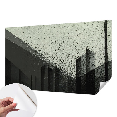 3D wall mural with a city geometry design