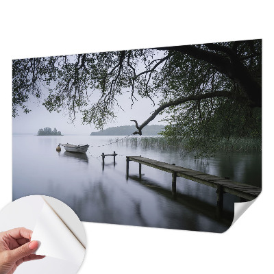 Children's wall mural featuring a calm lake scene