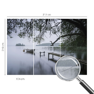 Children's wall mural featuring a calm lake scene