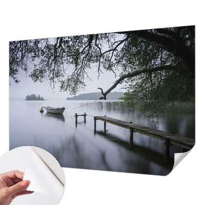 Children's wall mural featuring a calm lake scene