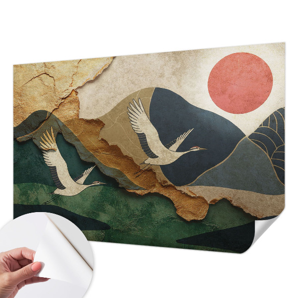 Baby room wall mural Cranes of the East