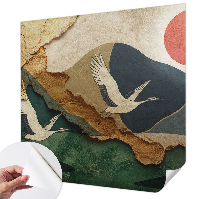 Baby room wall mural Cranes of the East