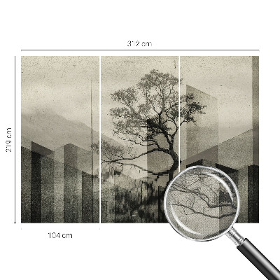 Peel and stick wallpaper mural with a raw, elegant concrete effect
