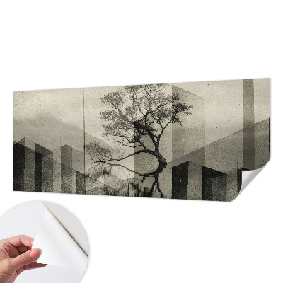 Peel and stick wallpaper mural with a raw, elegant concrete effect