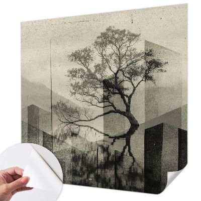 Peel and stick wallpaper mural with a raw, elegant concrete effect