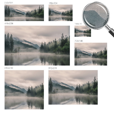 Peel and stick wall mural with an atmospheric lake scene