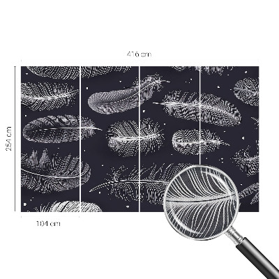 Self-adhesive wall mural with a subtle feather pattern