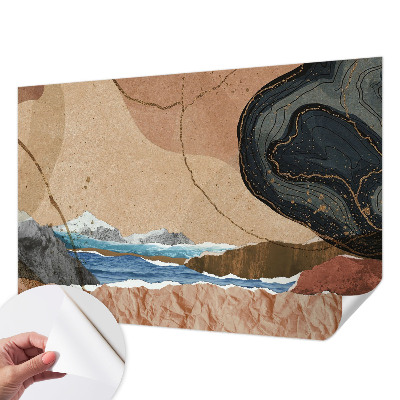 Removable wall mural featuring an abstract landscape design