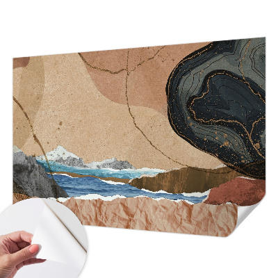Removable wall mural featuring an abstract landscape design