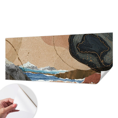 Removable wall mural featuring an abstract landscape design