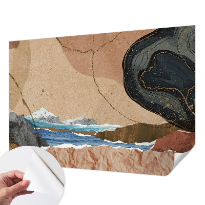 Removable wall mural featuring an abstract landscape design