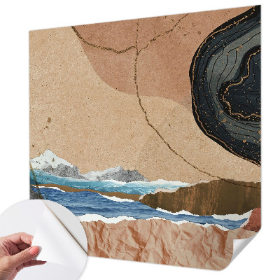 Removable wall mural featuring an abstract landscape design