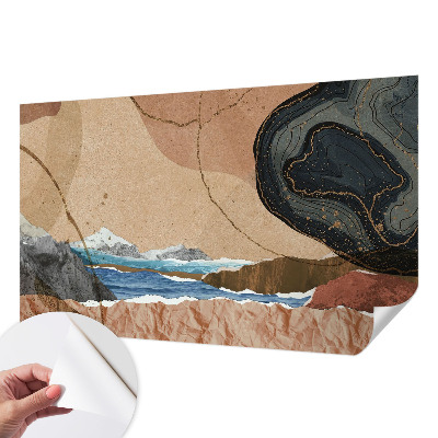Removable wall mural featuring an abstract landscape design