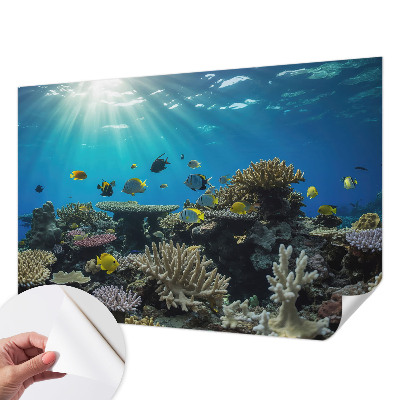 Stick-on wall mural featuring an underwater world design