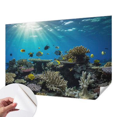 Stick-on wall mural featuring an underwater world design