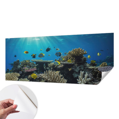 Stick-on wall mural featuring an underwater world design