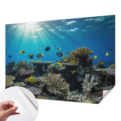 Stick-on wall mural featuring an underwater world design