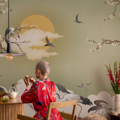 Removable wall mural wallpaper with an elegant nature design