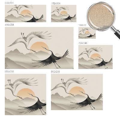 Peel and stick wall mural for bedroom featuring an east crane design
