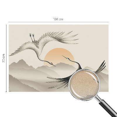 Peel and stick wall mural for bedroom featuring an east crane design