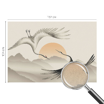Peel and stick wall mural for bedroom featuring an east crane design