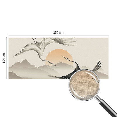 Peel and stick wall mural for bedroom featuring an east crane design