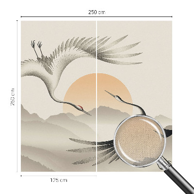 Peel and stick wall mural for bedroom featuring an east crane design
