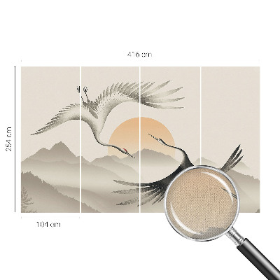 Peel and stick wall mural for bedroom featuring an east crane design