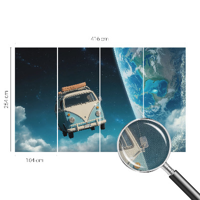 Peel and stick wall mural for kids' room with a space travel theme