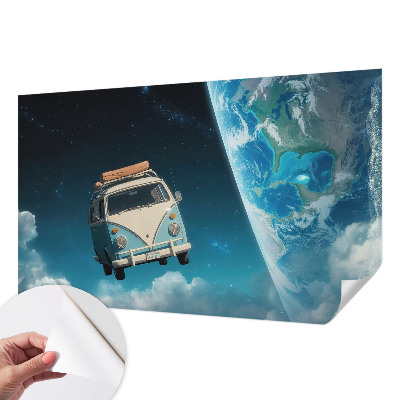 Peel and stick wall mural for kids' room with a space travel theme