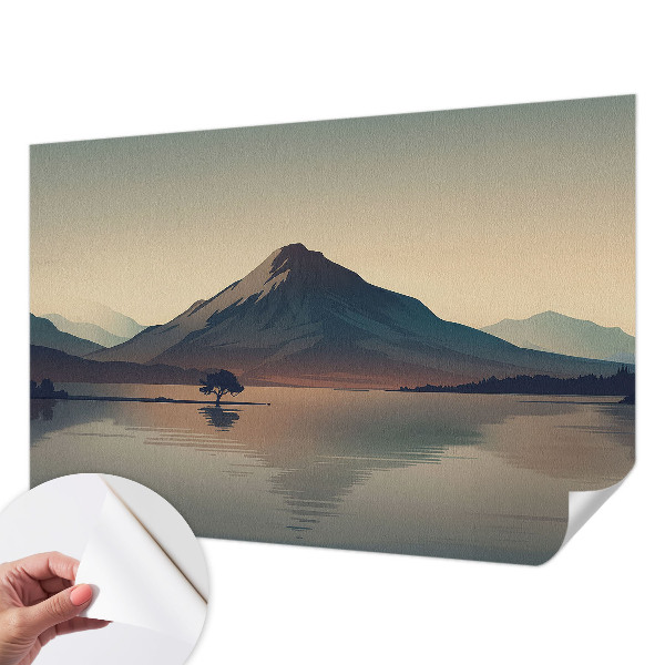 Baby room wall mural featuring a mountain landscape design