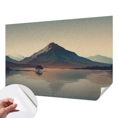 Baby room wall mural featuring a mountain landscape design