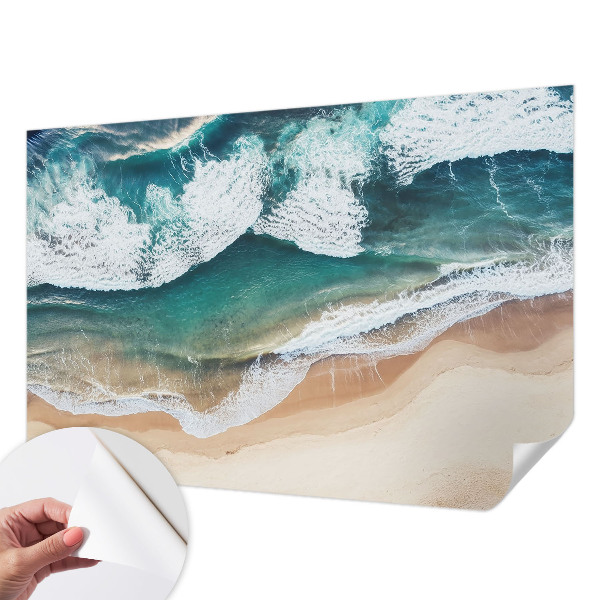 Peel and stick wall mural with a sea waves design