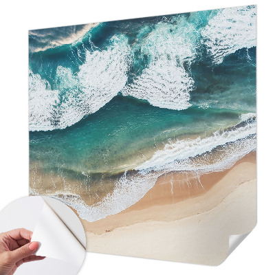 Peel and stick wall mural with a sea waves design