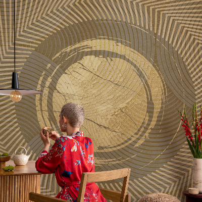 Peel and stick wallpaper mural with a radiating line pattern