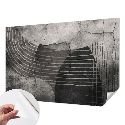 Self-adhesive wall mural with an abstract lines design