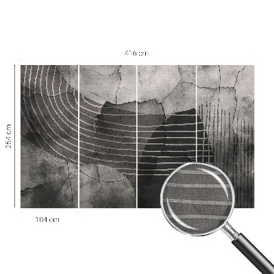 Self-adhesive wall mural with an abstract lines design