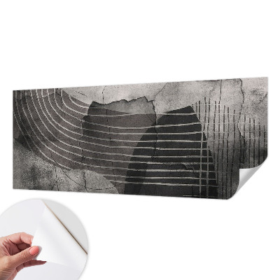 Self-adhesive wall mural with an abstract lines design