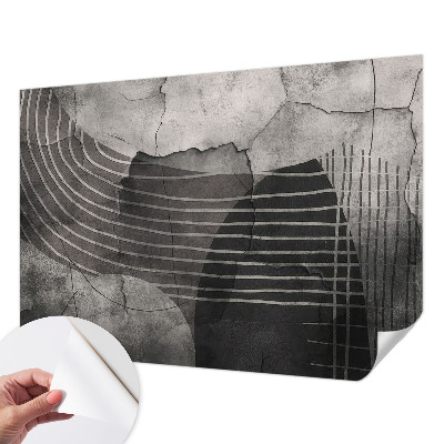 Self-adhesive wall mural with an abstract lines design