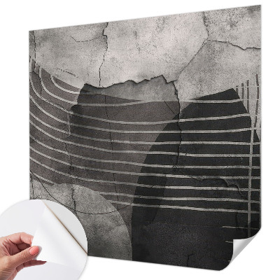 Self-adhesive wall mural with an abstract lines design