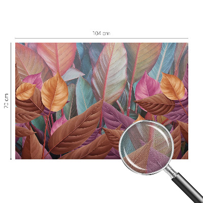 Removable wall mural with a colorful leaves design