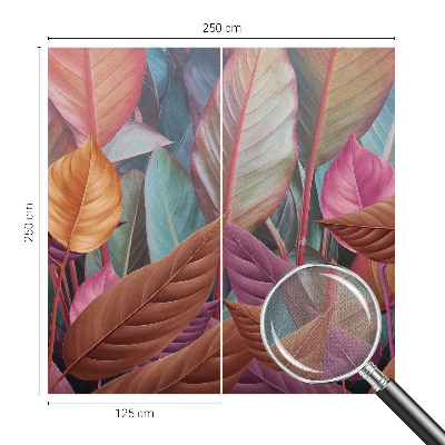 Removable wall mural with a colorful leaves design