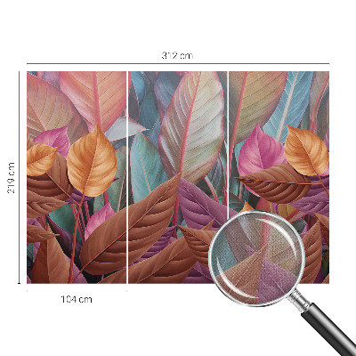 Removable wall mural with a colorful leaves design